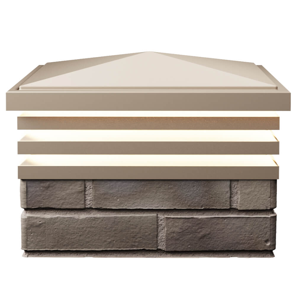 Колпак Zking Бона ХайТек Бежевый на столб 1.5х1.5 кирпича (385х385мм) с подсветкой в Электростали фото