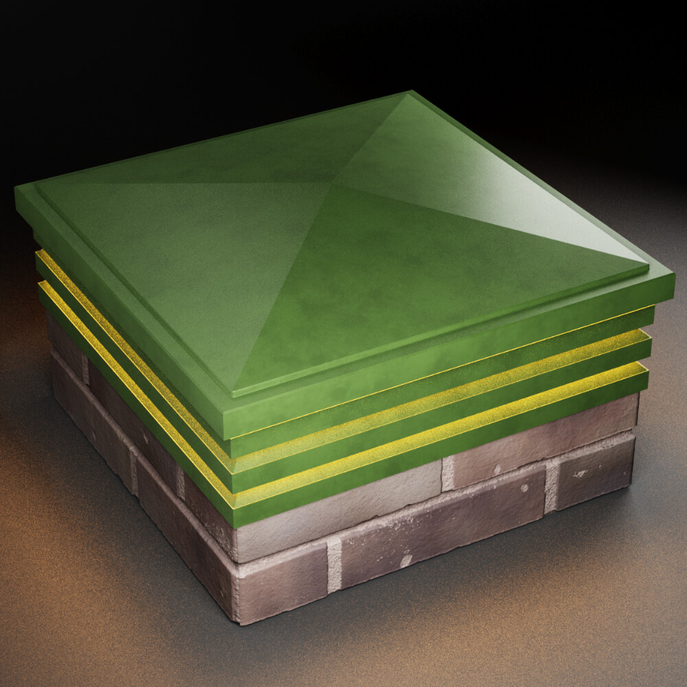 Колпак Zking Бона ХайТек Зеленый на столб 2х2 кирпича (513х513мм) с подсветкой в Электростали фото