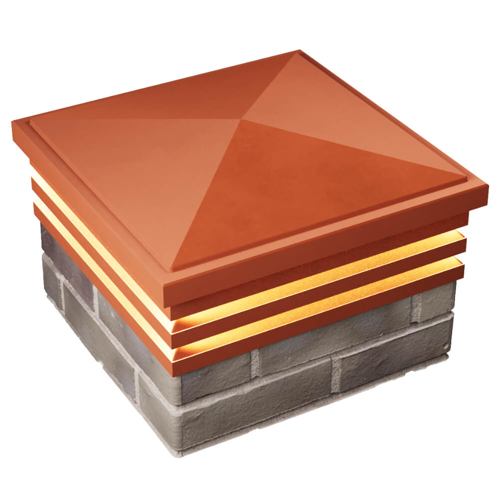 Колпак Zking Бона ХайТек Красный на столб 1.5х1.5 кирпича (385х385мм) с подсветкой в Электростали фото