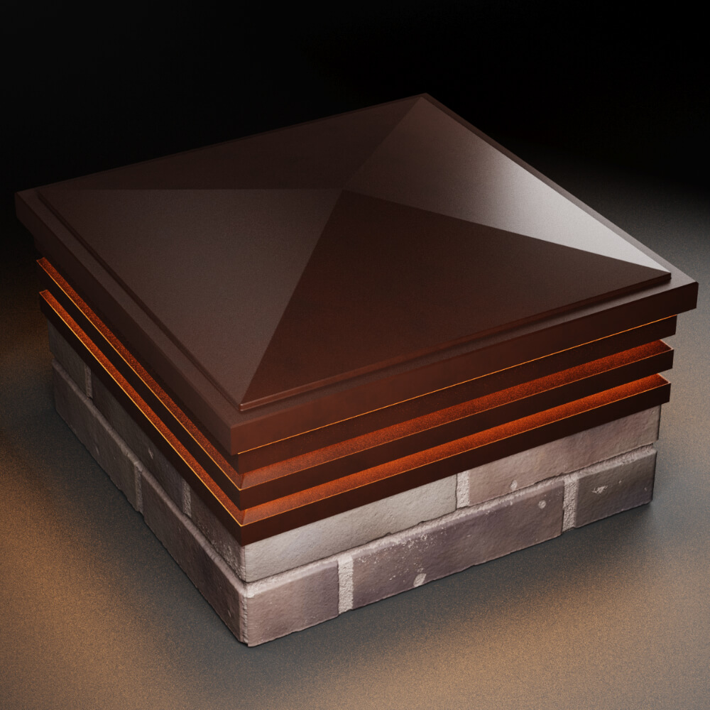 Колпак Zking Бона ХайТек Коричневый на столб 2х2 кирпича (513х513мм) с подсветкой в Электростали фото