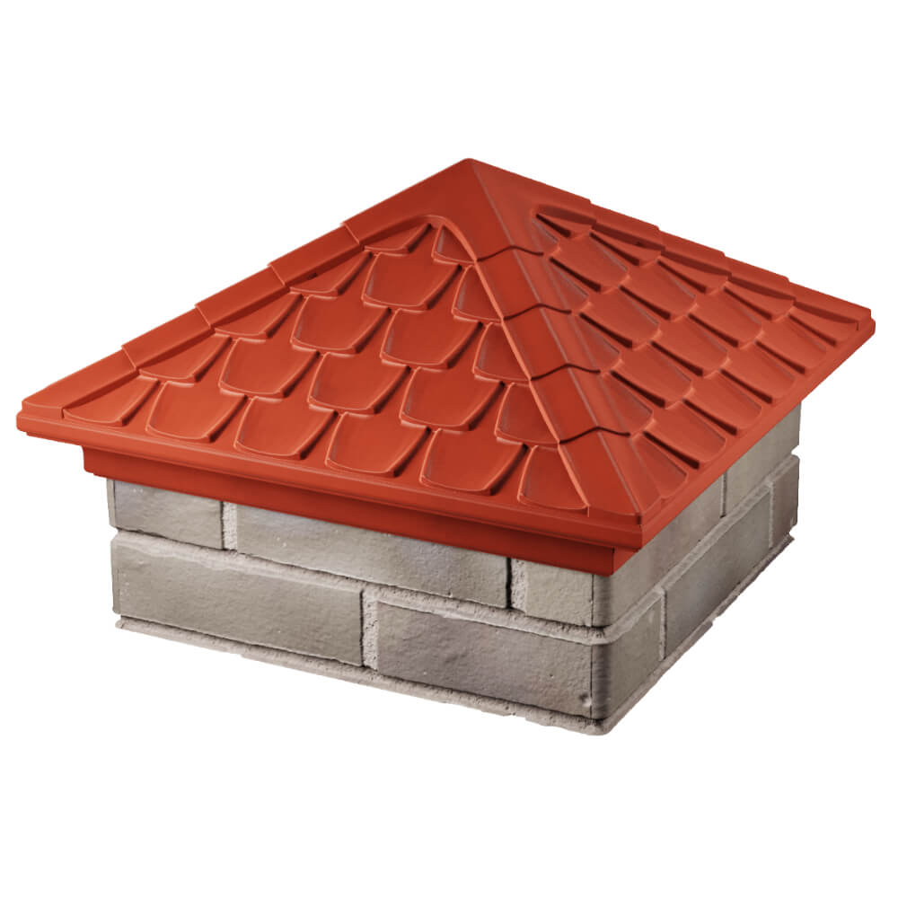 Колпак Zking Эльбрус Красный на столб 1.5х1.5 кирпича (385х385мм) в Электростали фото