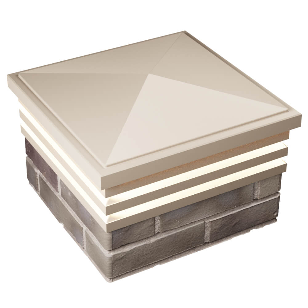 Колпак Zking Бона ХайТек Бежевый на столб 1.5х1.5 кирпича (385х385мм) с подсветкой в Электростали фото