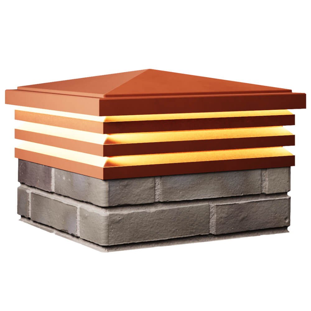 Колпак Zking Бона ХайТек Красный на столб 1.5х1.5 кирпича (385х385мм) с подсветкой в Электростали фото