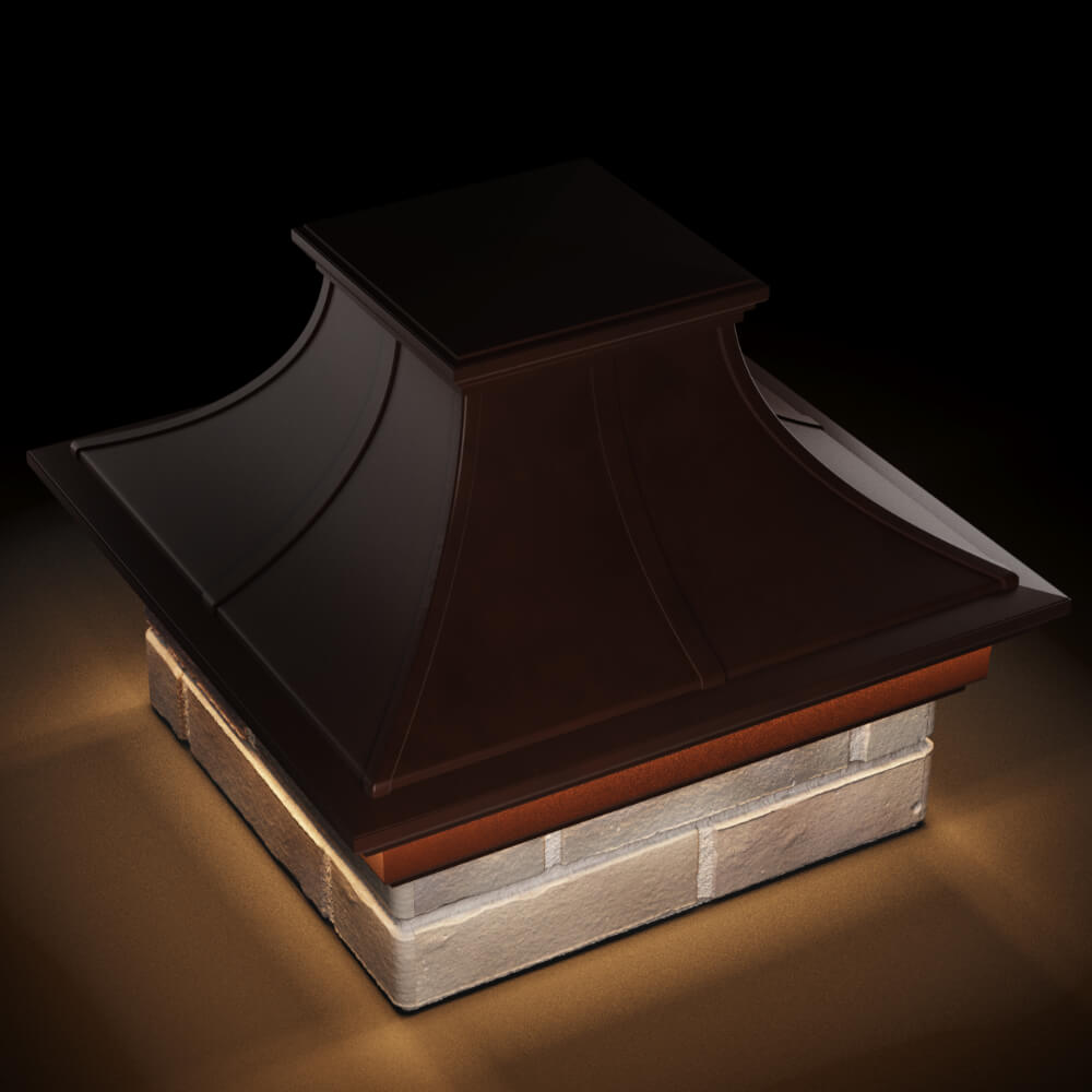 Колпак Zking Монблан Премиум Коричневый на столб 1.5х1.5 кирпича (385х385мм) с подсветкой в Электростали фото