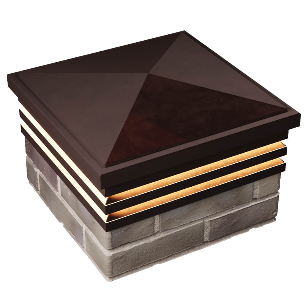 Колпак Zking Бона ХайТек Коричневый на столб 1.5х1.5 кирпича (385х385мм) с подсветкой в Электростали фото