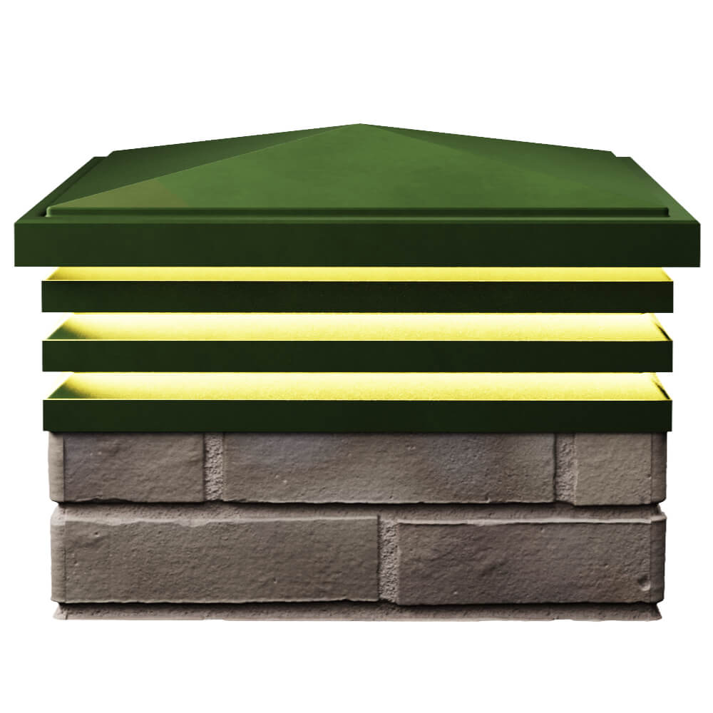 Колпак Zking Бона ХайТек Зеленый на столб 1.5х1.5 кирпича (385х385мм) с подсветкой в Электростали фото