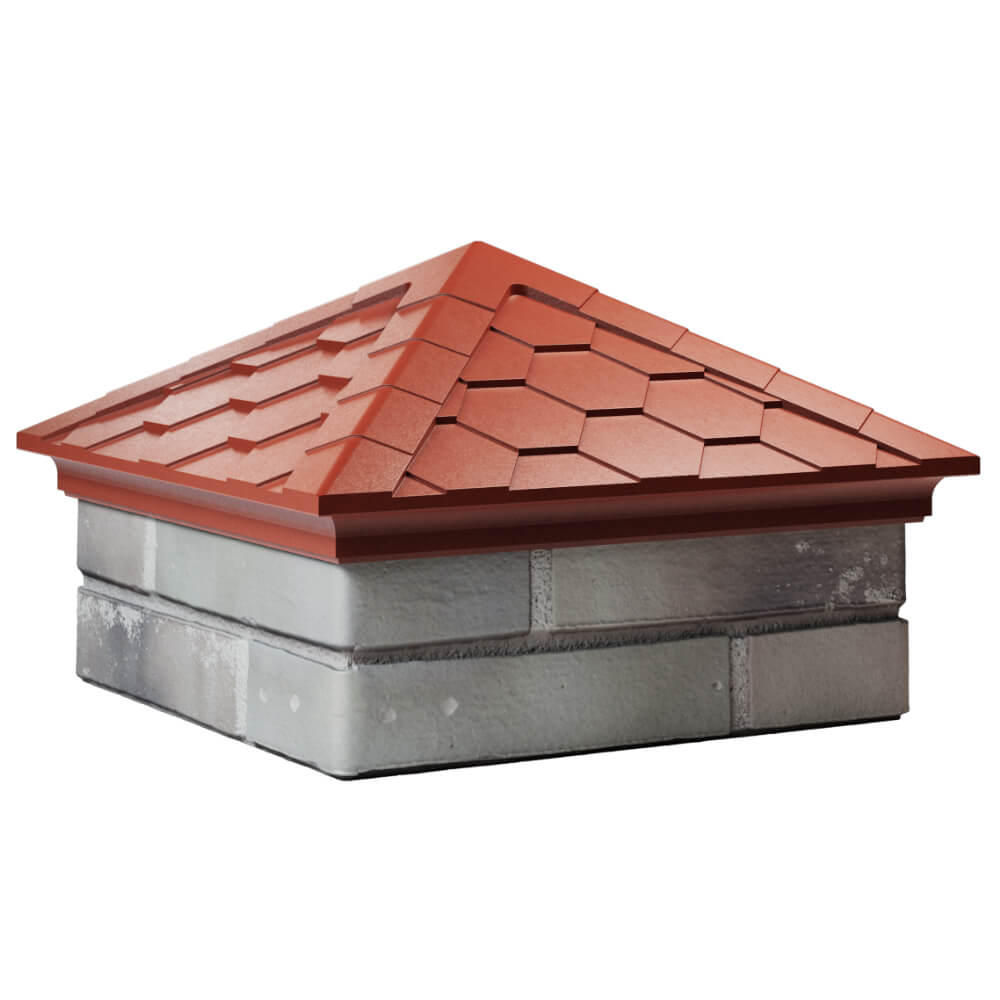 Колпак Zking Эверест Красный на столб 1.5х1.5 кирпича (390х390мм) в Электростали фото