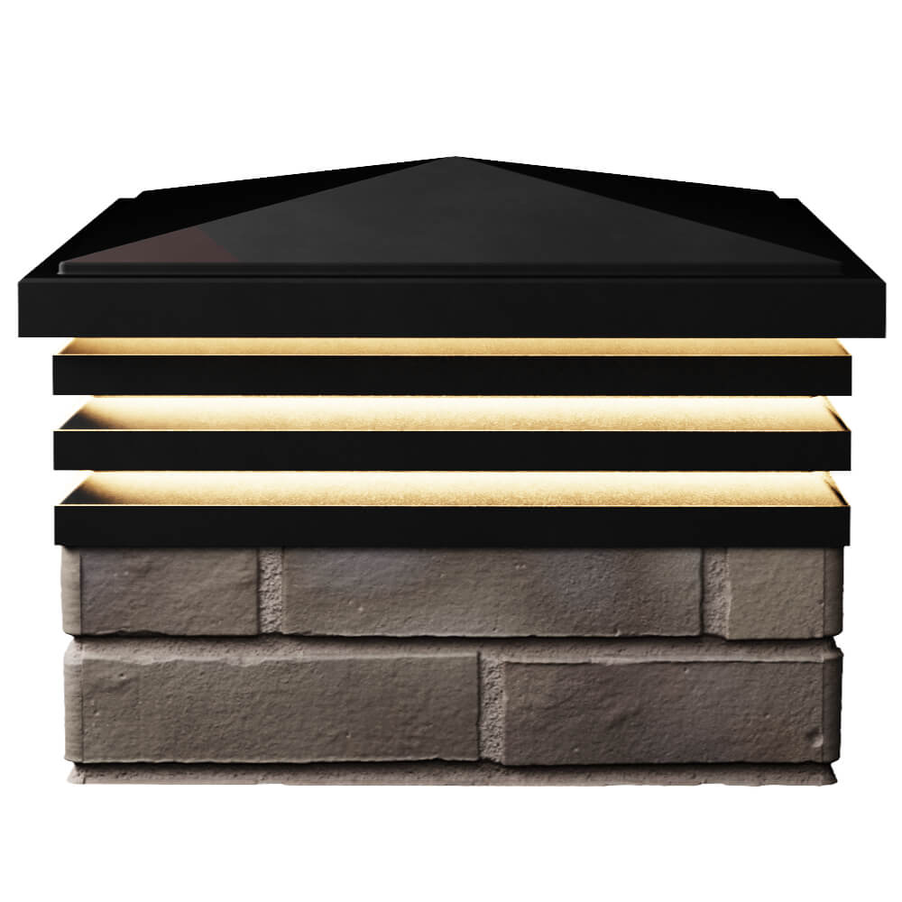 Колпак Zking Бона ХайТек Черный на столб 1.5х1.5 кирпича (385х385мм) с подсветкой в Электростали фото