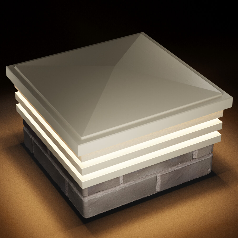 Колпак Zking Бона ХайТек Бежевый на столб 1.5х1.5 кирпича (385х385мм) с подсветкой в Электростали фото