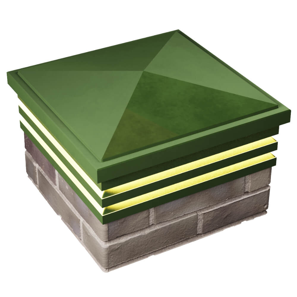 Колпак Zking Бона ХайТек Зеленый на столб 1.5х1.5 кирпича (385х385мм) с подсветкой в Электростали фото