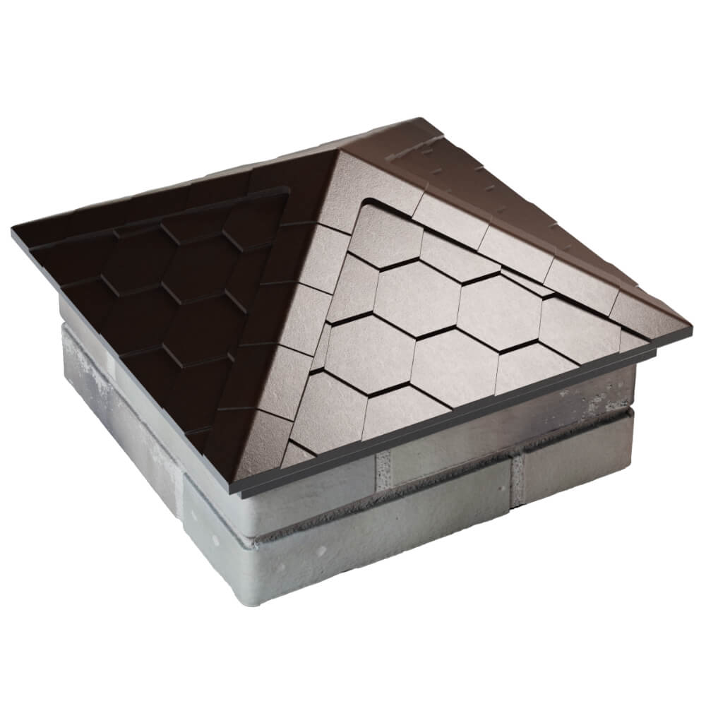 Колпак Zking Эверест Коричневый на столб 1.5х1.5 кирпича (390х390мм) в Электростали фото