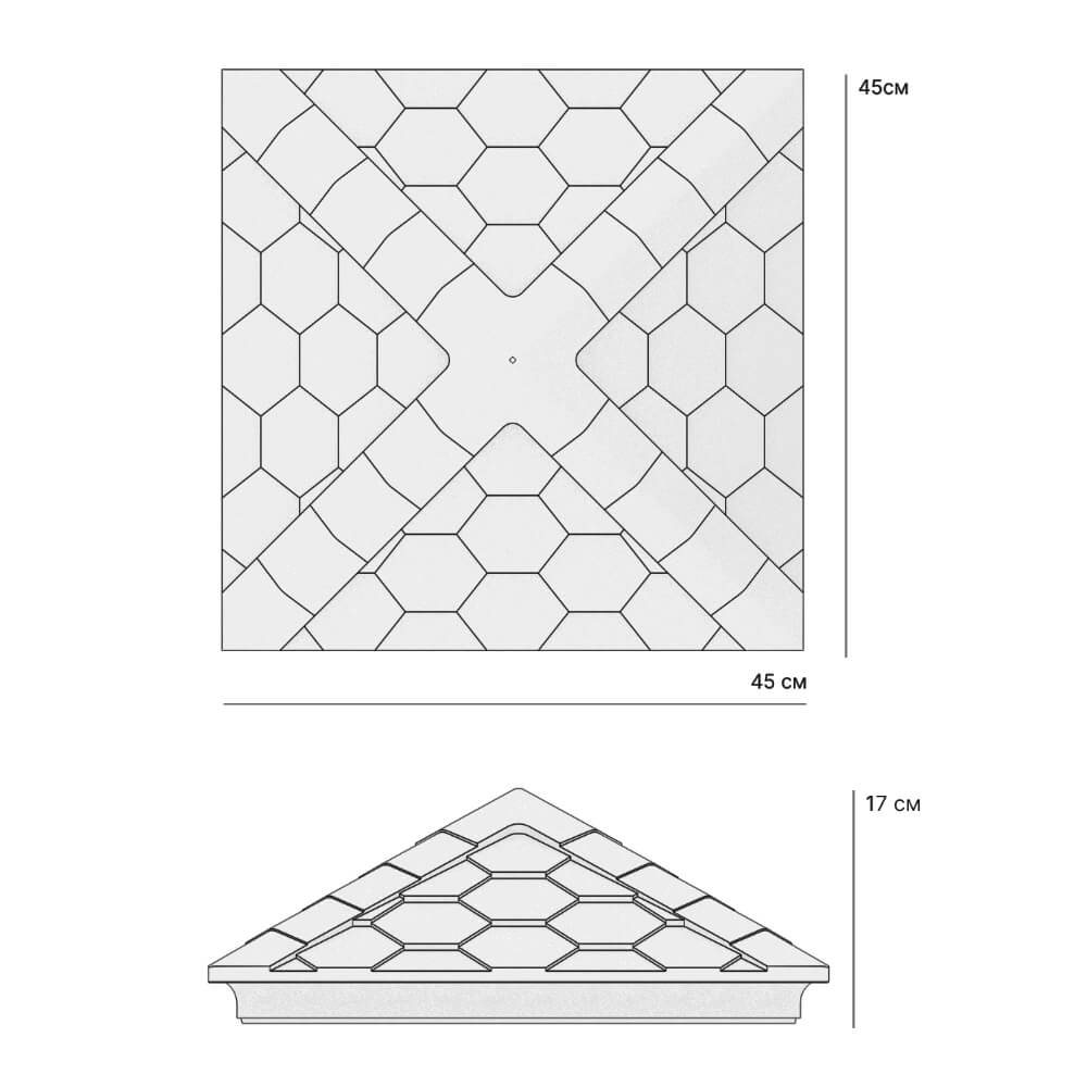 Колпак Zking Эверест Серый на столб 1.5х1.5 кирпича (390х390мм) в Электростали фото