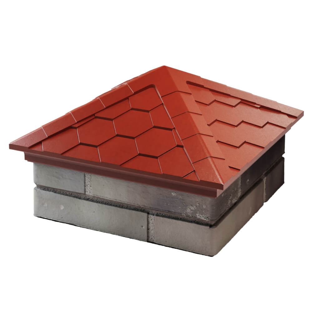 Колпак Zking Эверест Красный на столб 1.5х1.5 кирпича (390х390мм) в Электростали фото