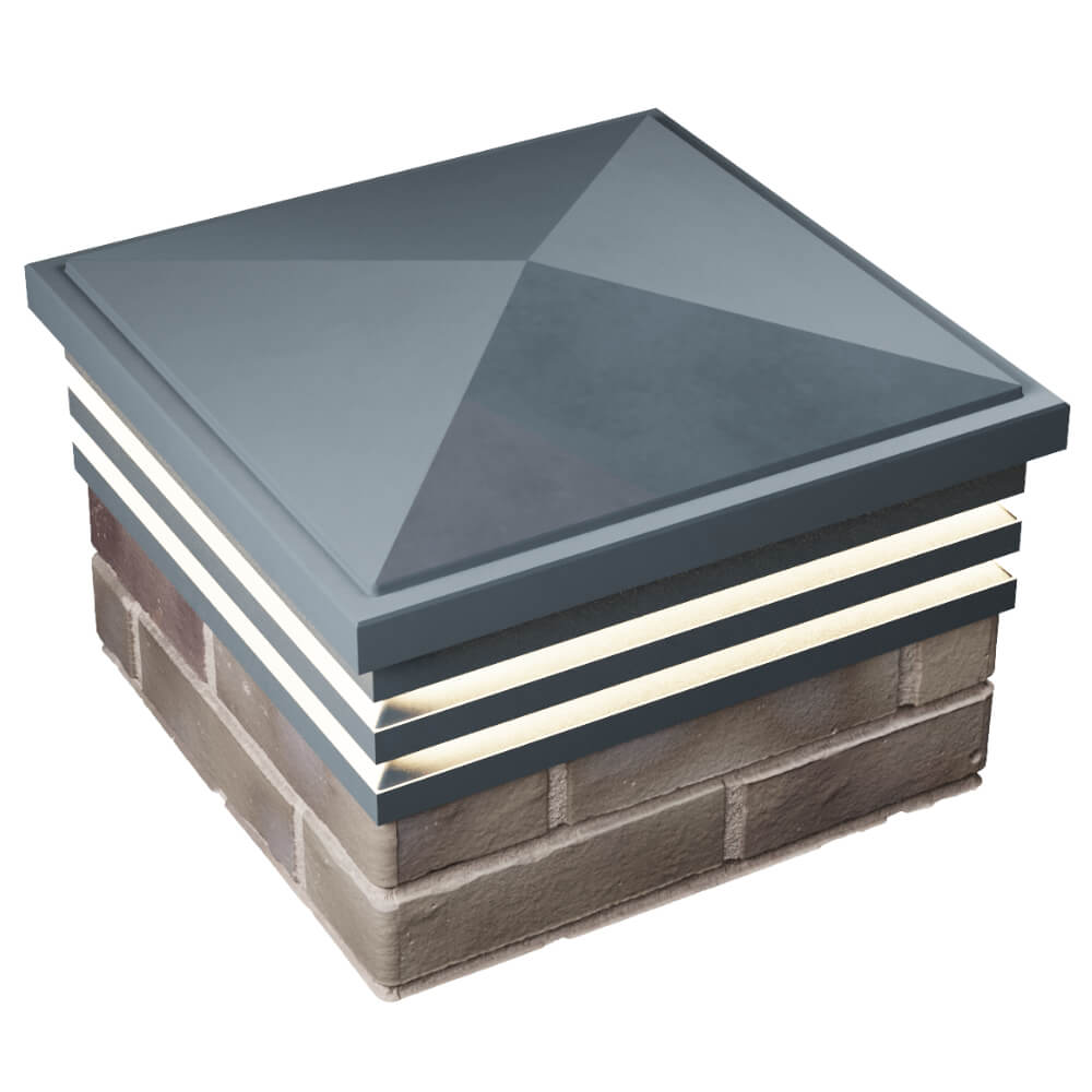 Колпак Zking Бона ХайТек Серый на столб 1.5х1.5 кирпича (385х385мм) с подсветкой в Электростали фото