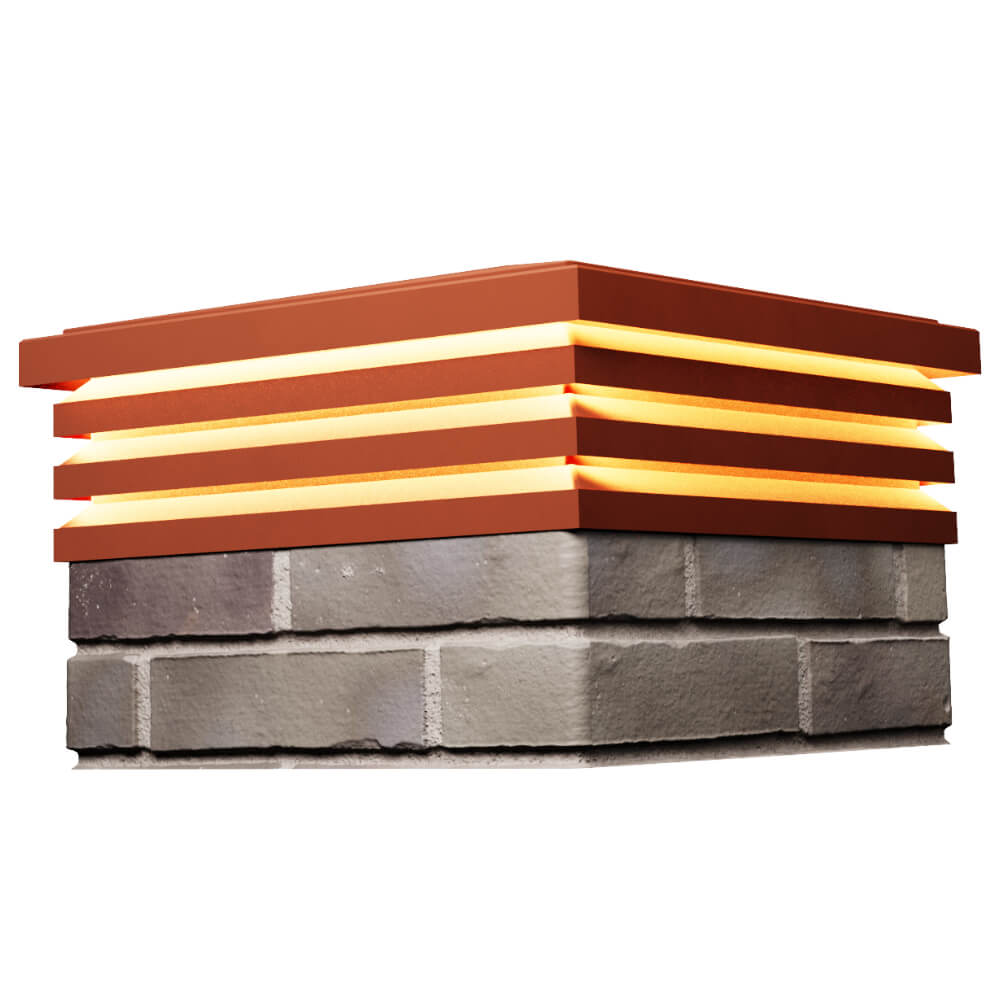 Колпак Zking Бона ХайТек Красный на столб 1.5х1.5 кирпича (385х385мм) с подсветкой в Электростали фото