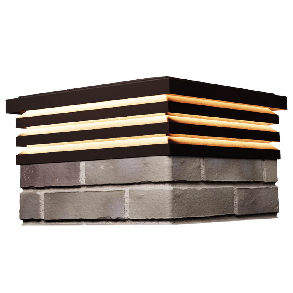 Колпак Zking Бона ХайТек Коричневый на столб 1.5х1.5 кирпича (385х385мм) с подсветкой в Электростали фото