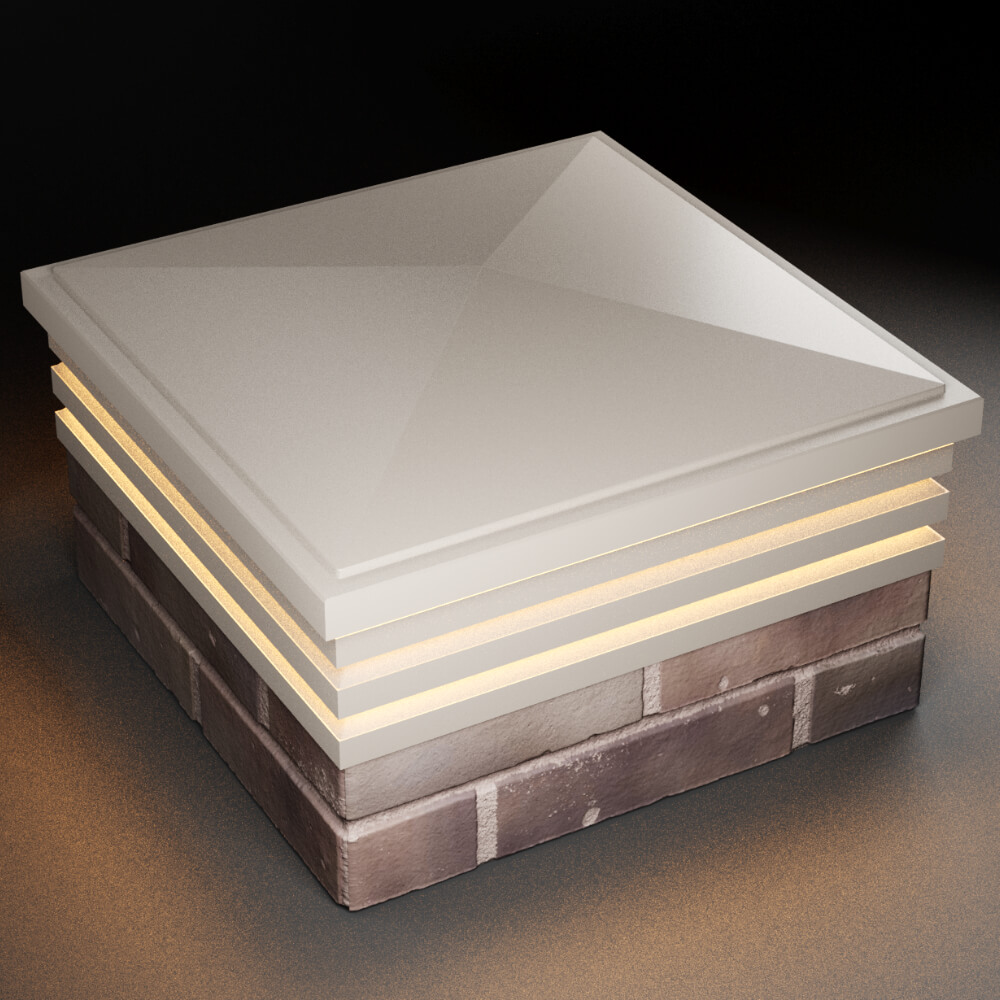 Колпак Zking Бона ХайТек Бежевый на столб 2х2 кирпича (513х513мм) с подсветкой в Электростали фото