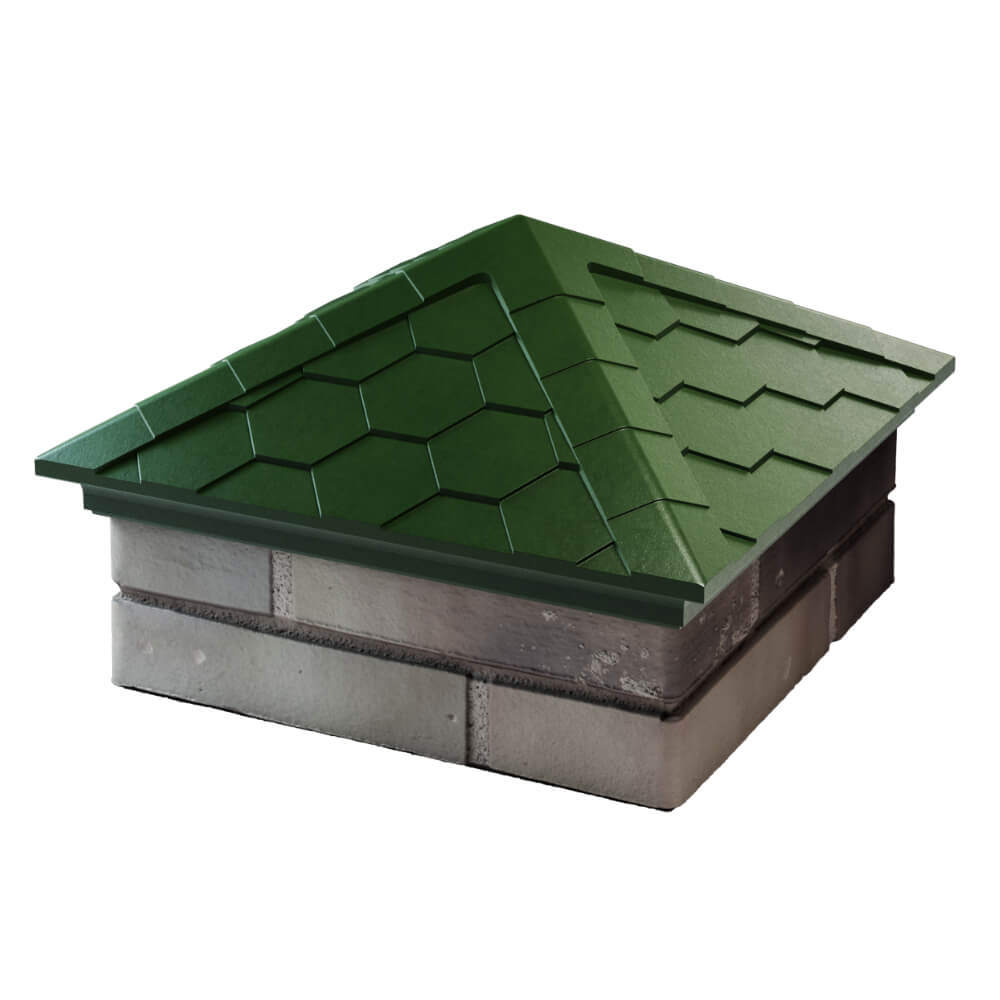 Колпак Zking Эверест Зеленый на столб 1.5х1.5 кирпича (390х390мм) в Электростали фото