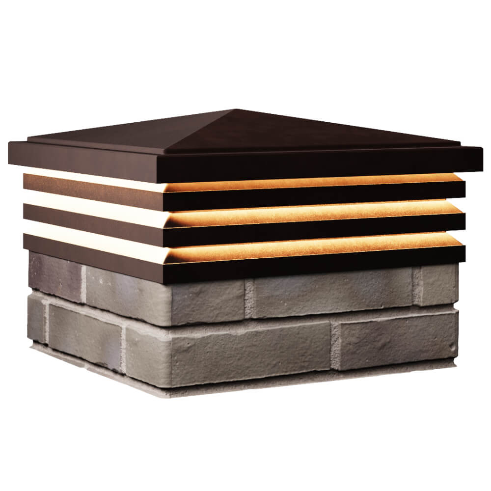 Колпак Zking Бона ХайТек Коричневый на столб 1.5х1.5 кирпича (385х385мм) с подсветкой в Электростали фото