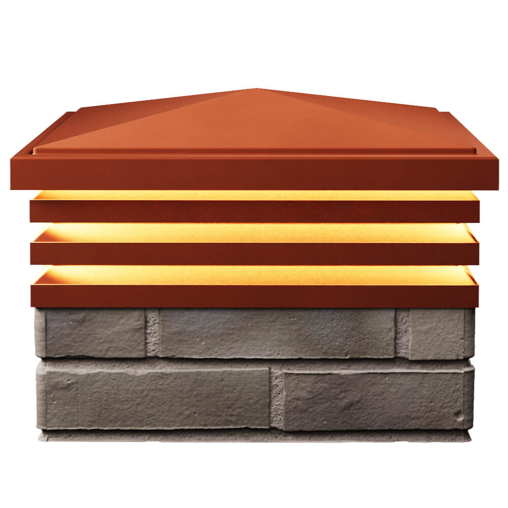 Колпак Zking Бона ХайТек Красный на столб 1.5х1.5 кирпича (385х385мм) с подсветкой в Электростали фото