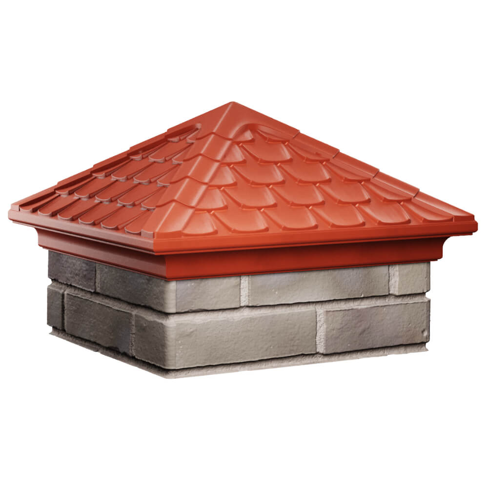 Колпак Zking Эльбрус Красный на столб 1.5х1.5 кирпича (385х385мм) в Электростали фото