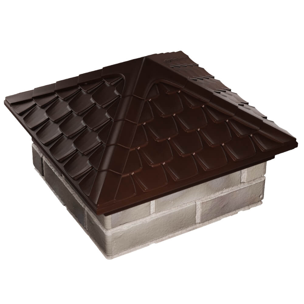 Колпак Zking Эльбрус Коричневый на столб 1.5х1.5 кирпича (385х385мм) в Электростали фото