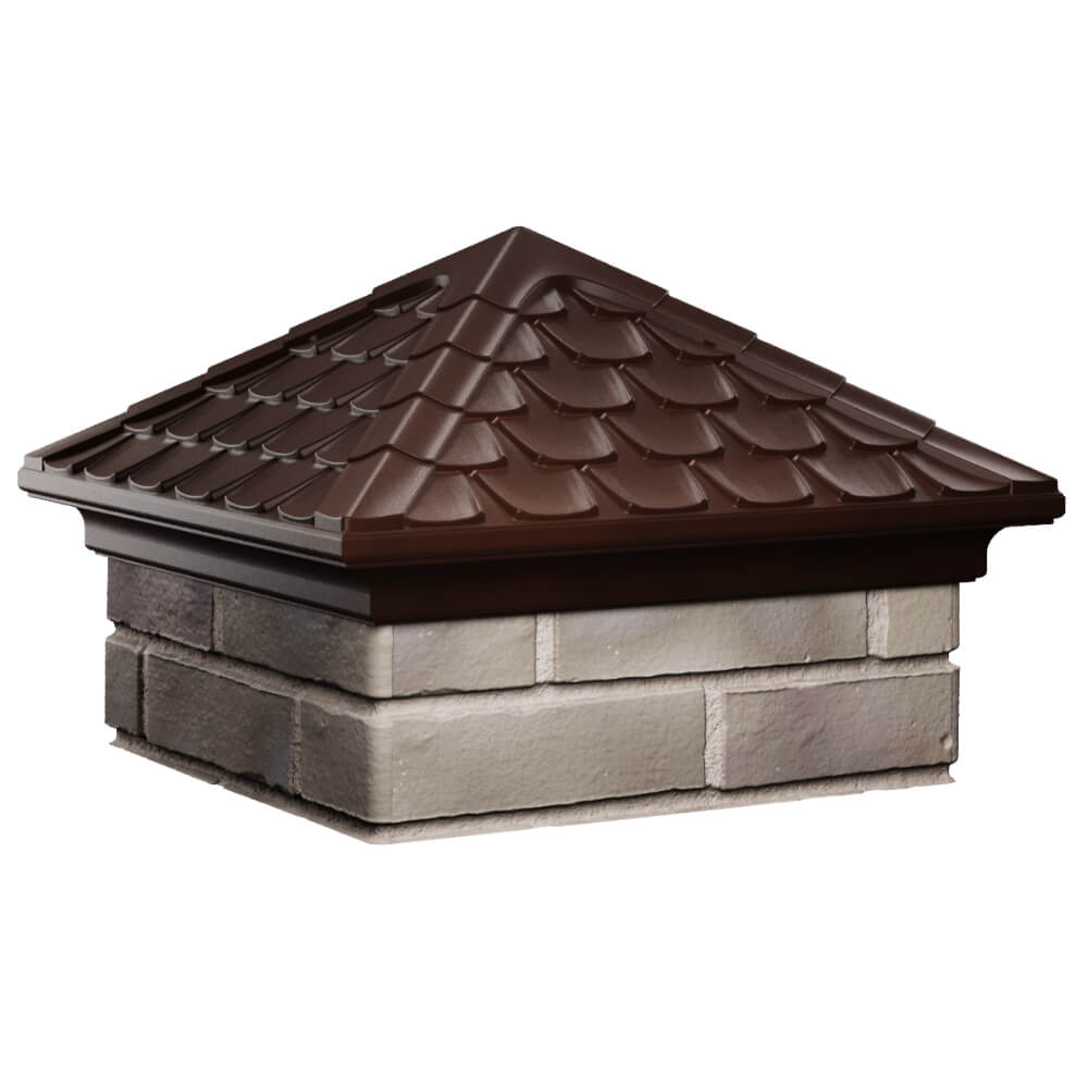 Колпак Zking Эльбрус Коричневый на столб 1.5х1.5 кирпича (385х385мм) в Электростали фото