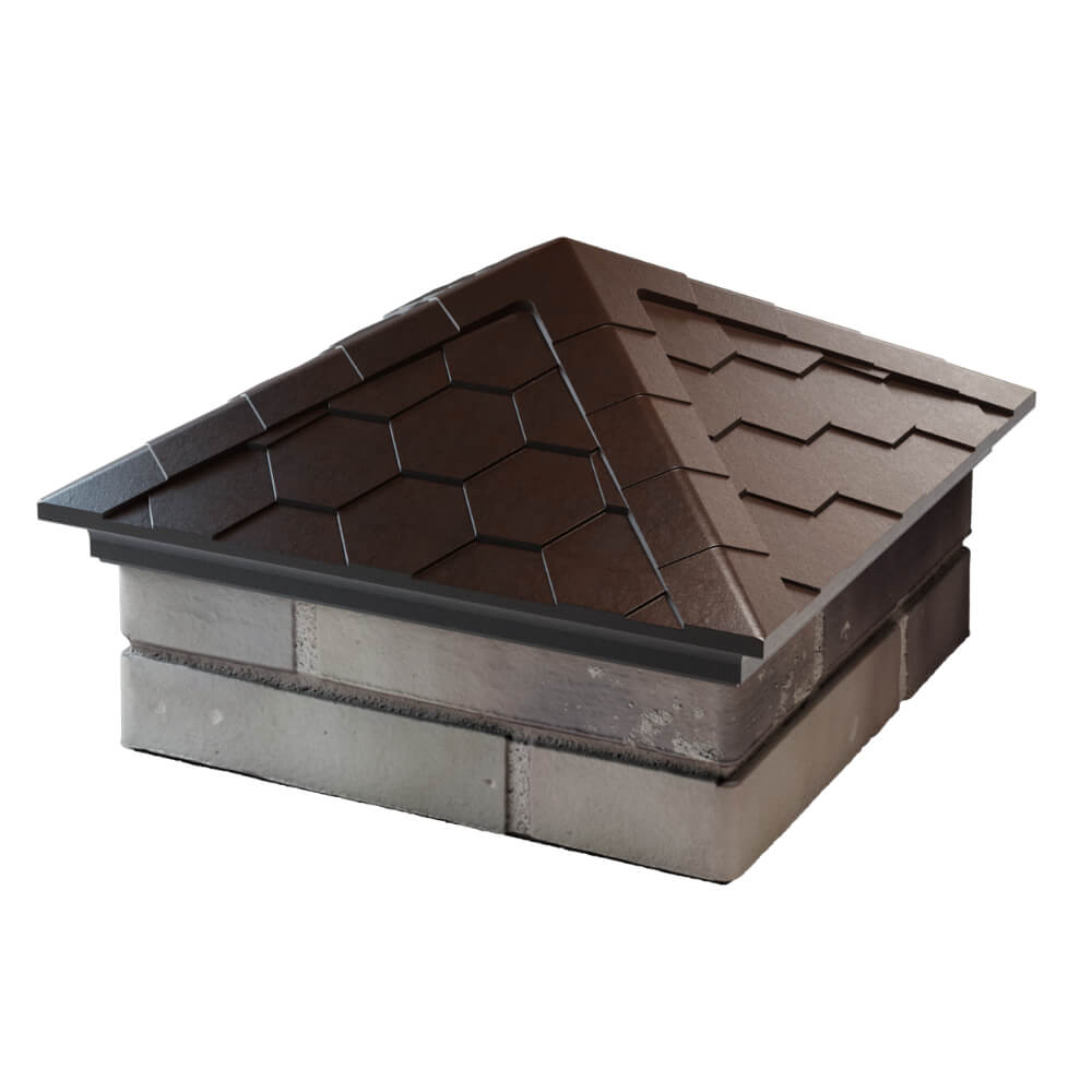 Колпак Zking Эверест Коричневый на столб 1.5х1.5 кирпича (390х390мм) в Электростали фото