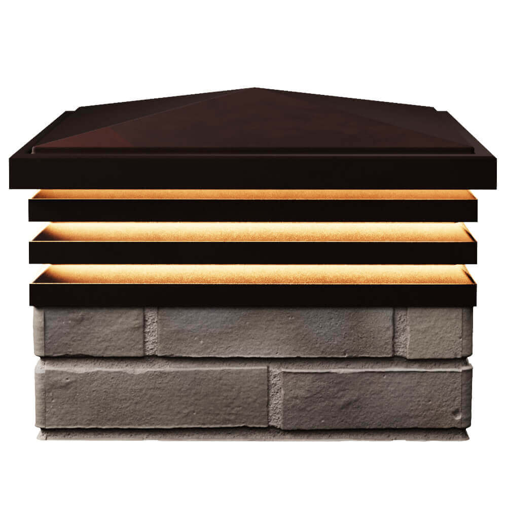 Колпак Zking Бона ХайТек Коричневый на столб 1.5х1.5 кирпича (385х385мм) с подсветкой в Электростали фото